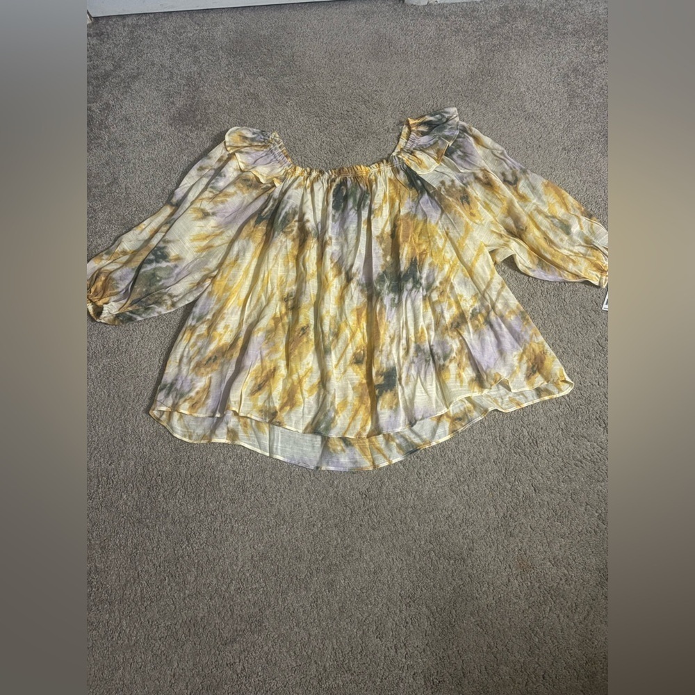 Zac & Rachel Womens Blouse Tie Dye Off Shoulder Boho 3/4 Balloon
Sleeve Large - Picture 3 of 15
